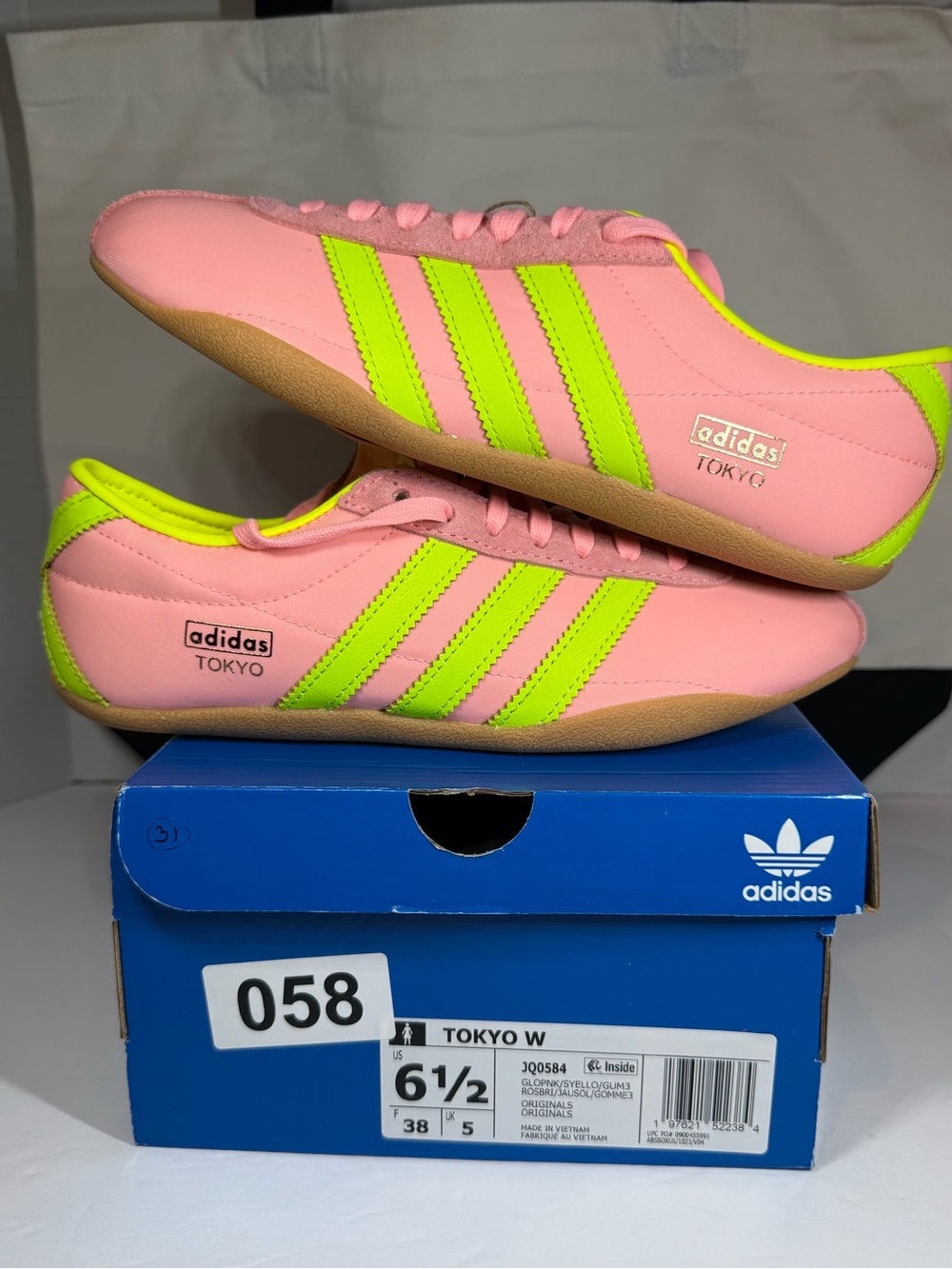adidas Tokyo Women's Pink with Neon Yellow Stripes Sneakers